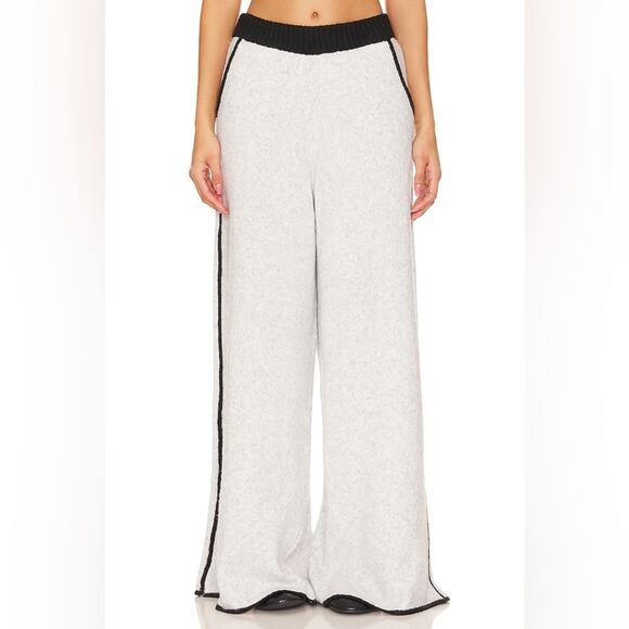 WeWoreWhat Piped Wide Leg Pull On Sweater Knit Pants in Grey Black Women’s small - Picture 1 of 8